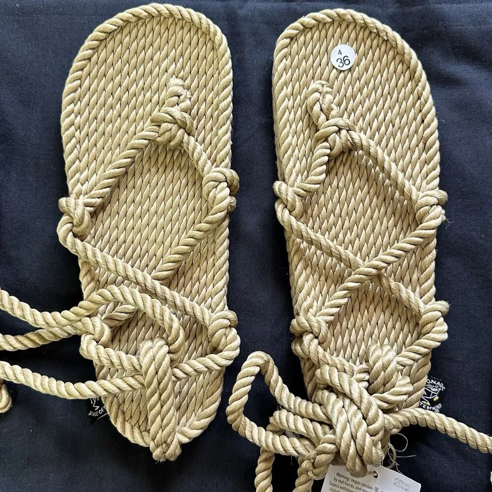 NWT Nomadic State Of Mind Romano Rope Sandals. Camel. Size 36/6. Boho. Hippie.